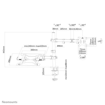 9. Neomounts FPMA-D550NOTEBOOK Monitorhalterung/Ständer 81,3 cm (32") Schreibtisch Schwarz