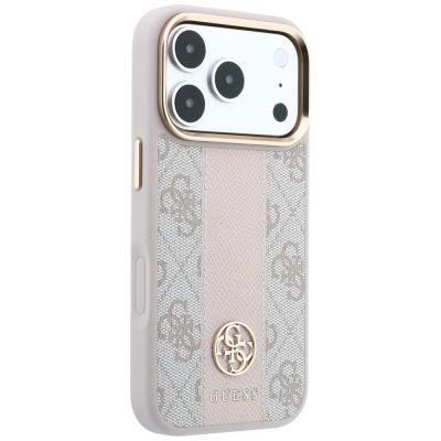 4. Guess 4G MagSafe Hülle mit gestreiften, runden und klassischen Logos für iPhone 17 Pro Max / 18 Pro Max – Pink