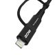 4. Wozinsky WNBAA 4in1 Kabel 2x USB-C 1x USB-A 1x Lightning 60W 1 m - Schwarz
