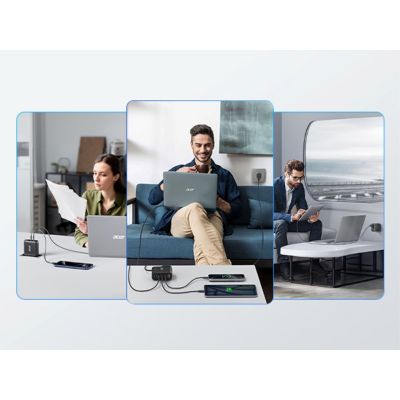 5. Acer 100W PD GaN-Ladegerät, 3 x USB-C und 1 x USB-A, EU-Stecker, 100W USB-C-Kabel, Schwarz, Einzelhandelsverpackung