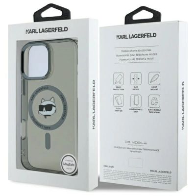 8. Karl Lagerfeld IML Metal Choupette Head MagSafe Hülle für iPhone 16 Pro - Schwarz