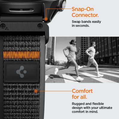 6. Spigen Athlex Air Armband für Garmin QuickFit 22 mm – Schwarz und Orange