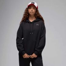 Air Jordan Flight Fleece-Pullover-Hoodie für Damen, Satinfutter, Schwarz - FV7050-010