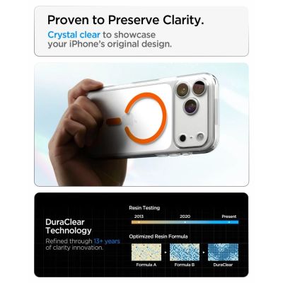 7. Spigen Ultra Hybrid MagSafe Hülle für iPhone 18 Pro / 17 Pro – Transparentes Orange