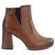 2. Damen-Ankle-Boots mit Blockabsatz und Plateau, gefüttert, braun, M.Daszyński AF125B-1