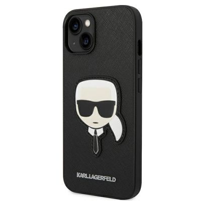 2. Karl Lagerfeld Saffiano Karl's Head Patch Hülle für iPhone 13 / 14 / 15 - Schwarz