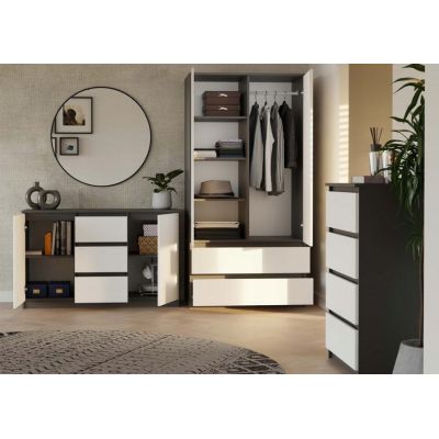 7. Kommode mit 2 Türen und 3 Schubladen, anthrazit/weiß, Set