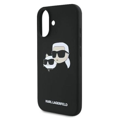 6. Karl Lagerfeld Silikonhülle mit Nabble-Kopf-Print und MagSafe-Design für iPhone 16 – Schwarz