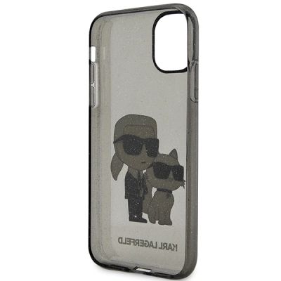 7. Karl Lagerfeld KLHCN61HNKCTGK iPhone 11 / Xr 6.1" schwarz/schwarz Hardcase Gliter Karl&Choupette