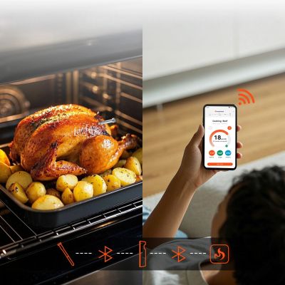 7. Meatmeet S Pro Küchenthermometer mit Bluetooth-App für Grill, Backofen, Smoker – Grau