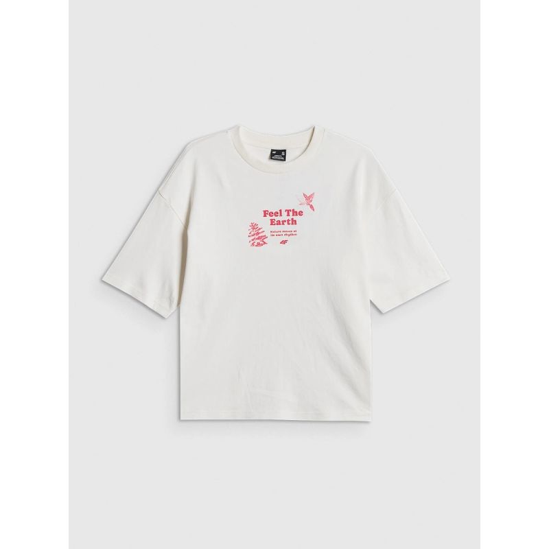 5. Damen-T-Shirt mit Aufdruck, regulär, Größe 4F 4FRSS26TTSHF3704-11S