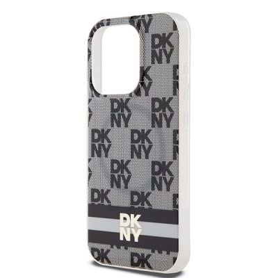 6. DKNY IML Checkered Mono Pattern & Printed Stripes MagSafe Hülle für iPhone 13 Pro / 13 – Schwarz