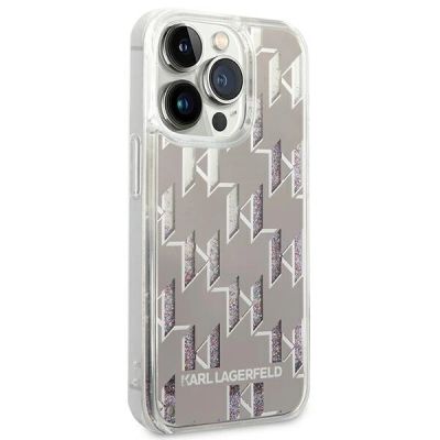 4. Karl Lagerfeld KLHCP14LLMNMS iPhone 14 Pro 6.1" Hardcase Silber / Silber Liquid Glitter Monogram