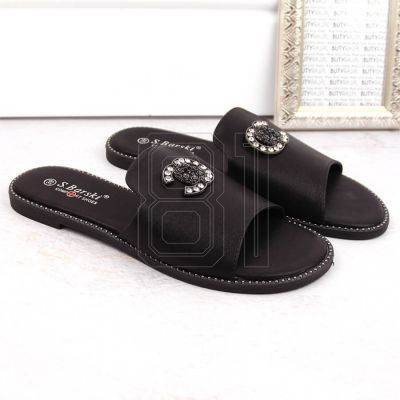 13. Bequeme Hausschuhe mit Zirkonen S.Barski W OLI258A schwarz