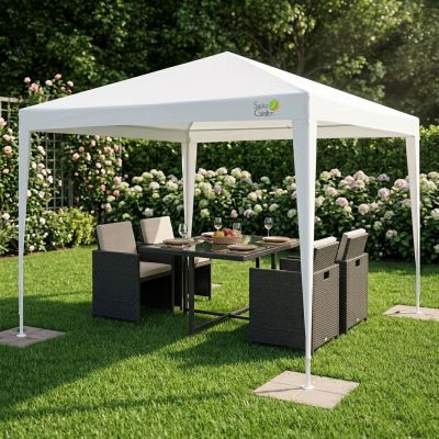 6. Gartenzelt-Pavillon PE 3x3x2,45 m Weiß Saska Garten