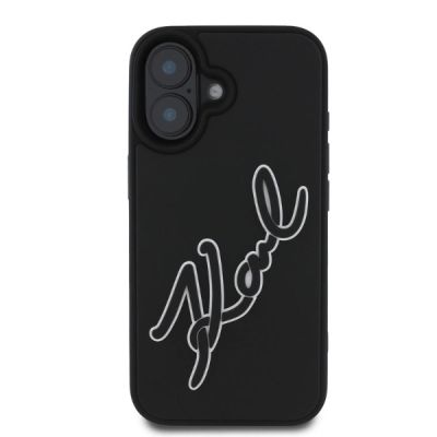 3. Karl Lagerfeld 3D Rubber Signature Hülle für iPhone 16 – Schwarz