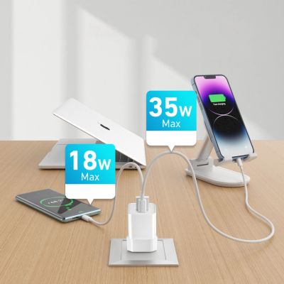 7. Wozinsky WWC-35W GaN USB-A + USB-C Wandladegerät – Weiß
