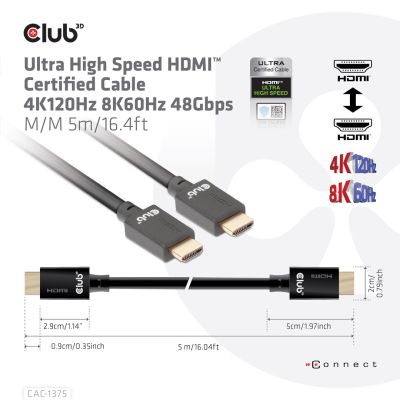 6. CLUB3D CAC-1375 HDMI-Kabel 5 m HDMI Typ A (Standard) Schwarz