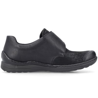 2. Rieker 48954-00 bequeme schwarze Damenschuhe mit Klettverschluss
