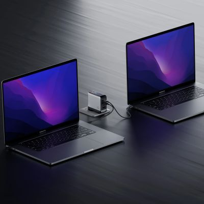 7. Cuktech AD1204U 120W Wandladegerät mit Display und USB-C-Kabel – Silber
