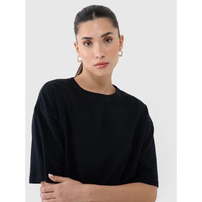 4. Damen-T-Shirt mit normalem Waffelstrick 4F 4FRSS25TTSHF2651-20S