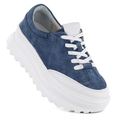 blaue Damen-Plateauschuhe aus Leder von Vince