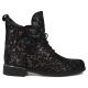 2. Schwarze Damen-Ankle-Boots aus Leder mit Blumenmuster, Filippo DBT8283