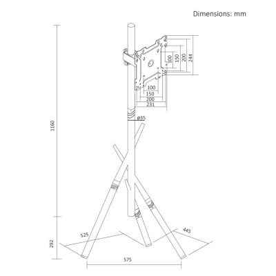 17. MACLEAN TV-Bodenhalterung / -Ständer, 27–55 Zoll, max. VESA 200 x 200, max. 60 kg, MC-181 B