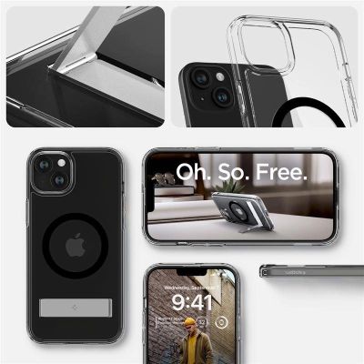 6. Spigen Ultra Hybrid S MagSafe Hülle mit Ständer für iPhone 15 – Schwarz