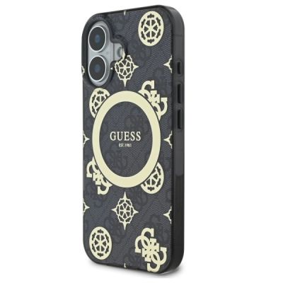 2. Guess IML Peony On 4G Background MagSafe-Hülle für iPhone 16 – Schwarz