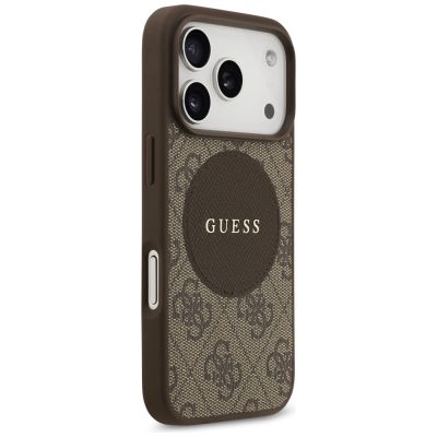 4. Guess 4G Circle Classic Logo MagSafe Hülle für iPhone 17 Pro - Braun