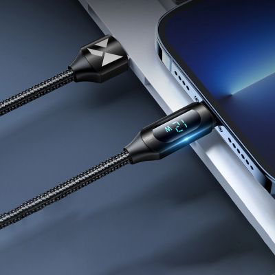 7. USB-A-Kabel – Lightning Wozinsky WUALC2 mit LED-Anzeige 2,4 A 2 m – Schwarz