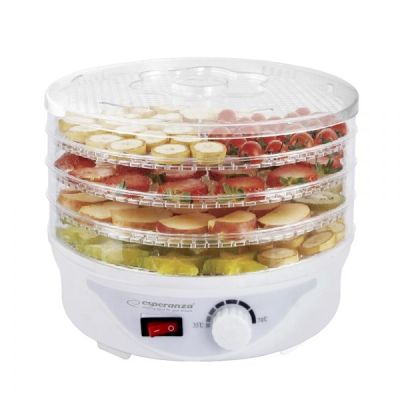 Esperanza DÉLICATESSE EKD003 Dörrgerät für Pilze, Gemüse und Obst (250W; weiß)