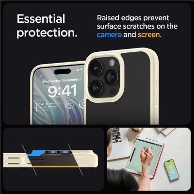 4. Spigen Crystal Hybrid-Hülle für iPhone 15 Pro Max – transparent und beige