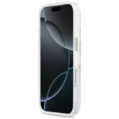 5. Guess IML Script Metal MagSafe Hülle für iPhone 17 Pro – Transparent