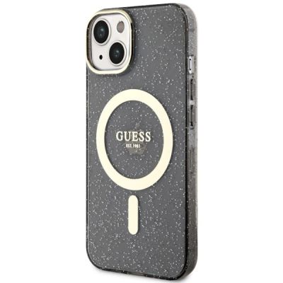 2. Guess Glitter Gold MagSafe Hülle für iPhone 14 – Schwarz