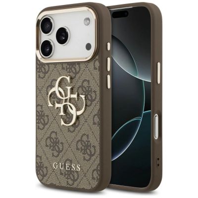 Guess 4G Big 4G Classic Logo Hülle für iPhone 17 Pro / 18 Pro – Braun und Gold