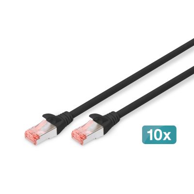 Patchkabel RJ45-RJ45, Kat. 6, S/FTP, AWG 27/7, LSOH, 2 m, schwarz, 10 Stück