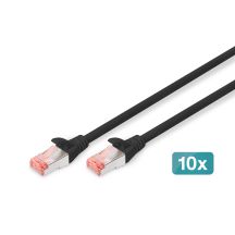 Patchkabel RJ45-RJ45, Kat. 6, S/FTP, AWG 27/7, LSOH, 2 m, schwarz, 10 Stück
