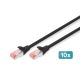 Patchkabel RJ45-RJ45, Kat. 6, S/FTP, AWG 27/7, LSOH, 2 m, schwarz, 10 Stück