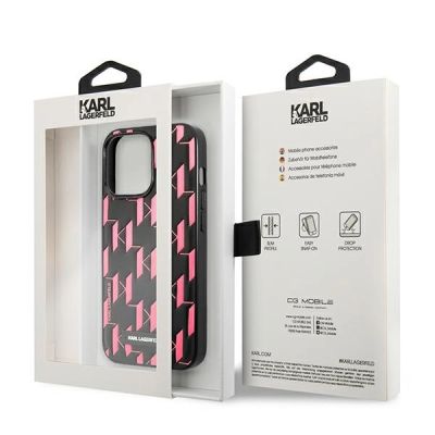 8. Karl Lagerfeld Monogramm-Plakette iPhone 13 Pro Max 6,7" Hülle - Rosa