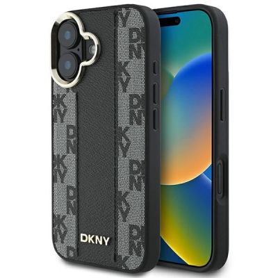 DKNY Checkered Pattern Magsafe Hülle für iPhone 16 – Schwarz
