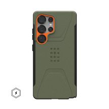 Urban Armor Gear Schutzhülle für Zivilisten, 17,3 cm (6,8 Zoll) (Samsung Galaxy S25 Ultra), Olivgrün, Orange