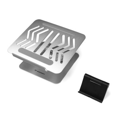 3. Wozinsky WRS-CPY84SS Laptop- und Tablet-Ständer aus Aluminium + gratis Smartphone-Ständer – Silber