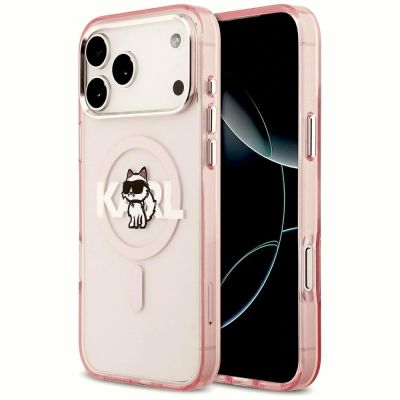 Karl Lagerfeld IML Choupette Sketch Logo MagSafe Hülle für iPhone 17 Pro Max - Pink