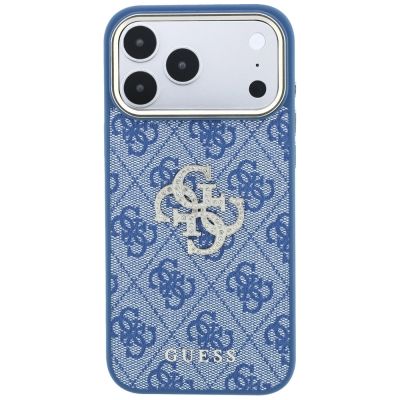 3. Guess 4G & Big Strass Logo Hülle für iPhone 18 Pro Max / 17 Pro Max - Blau