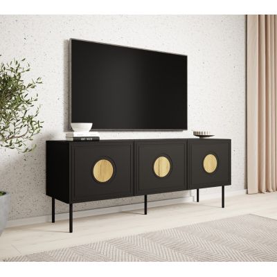 3. PALAZZO TV-Schrank 150x42x60 schwarz + Eichenholz