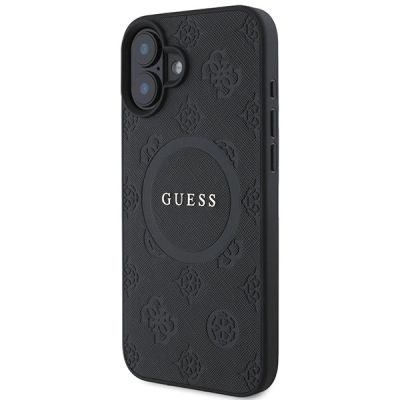 2. Guess Saffiano Peony Classic Logo MagSafe-Hülle für iPhone 16 – Schwarz