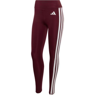 2. adidas Optime Essentials Workout Leggings für Damen mit 3 Streifen, 7/8-Länge, Burgunderrot, KT3772