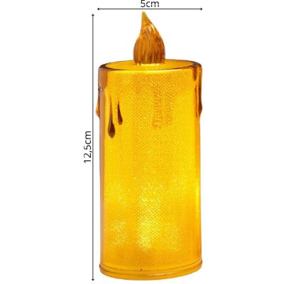 38. Dekorative Kerze, 8 cm, bernsteinfarben, warmweiß, 1 LED